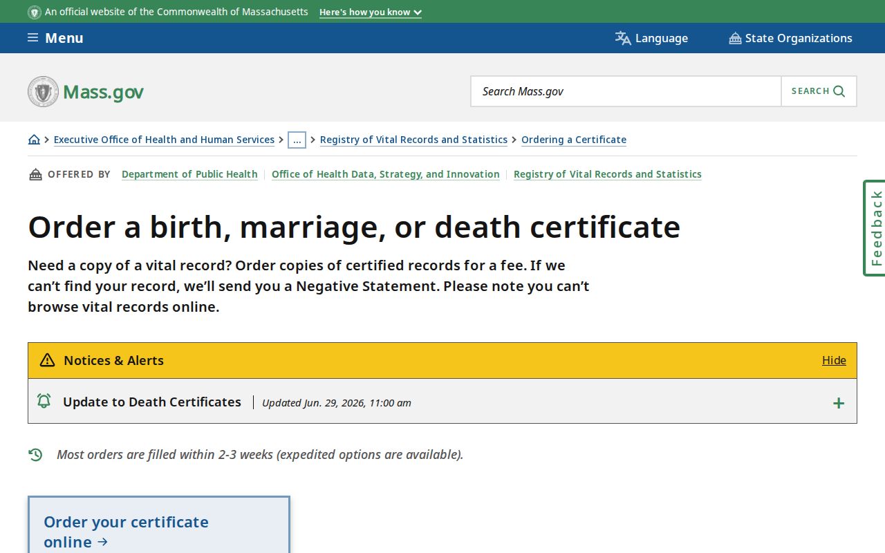 Watertown resident lookup vital record order options